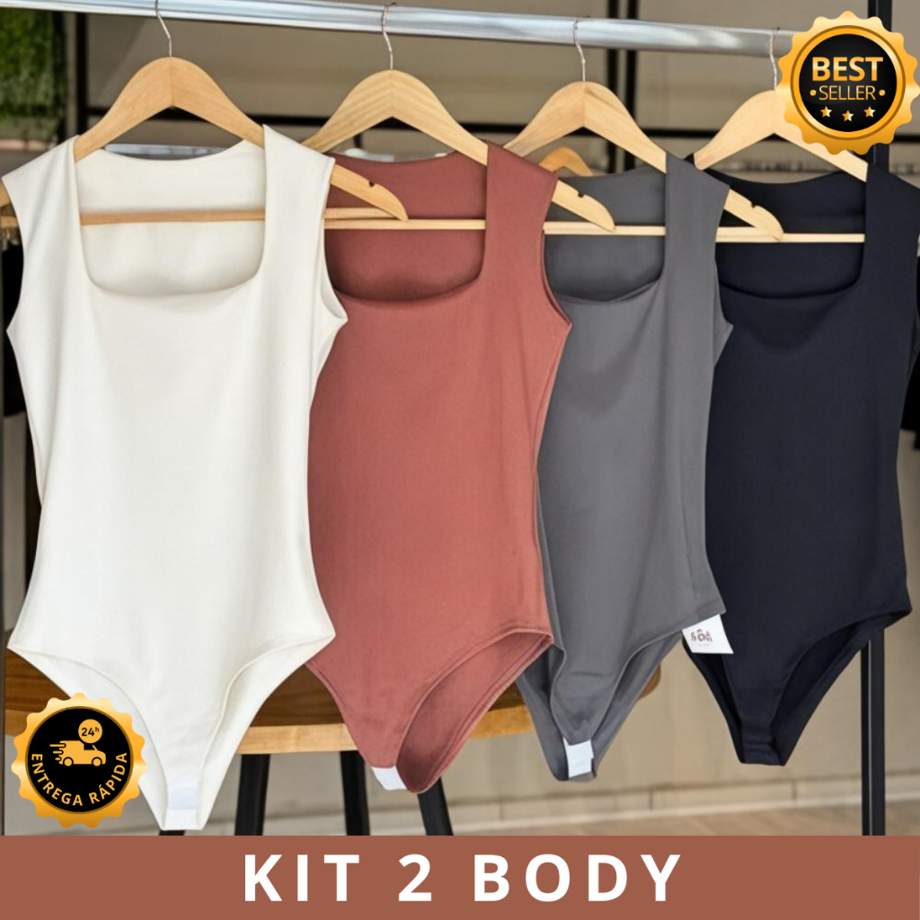 KIT 2 BODY FEMININO SUPLEX REGATA FORRO DUPLO PREMIUM